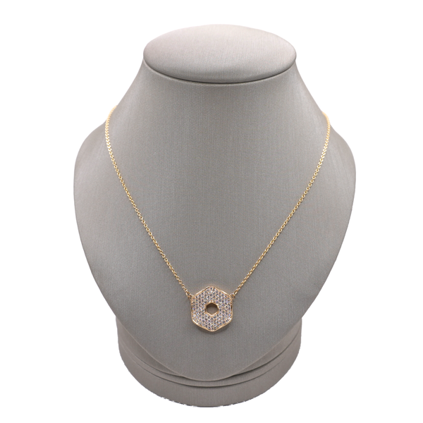 1.06ctw Diamond Pave Hexagon Necklace- 18k Yellow Gold Lumina Gem Wilmington, NC