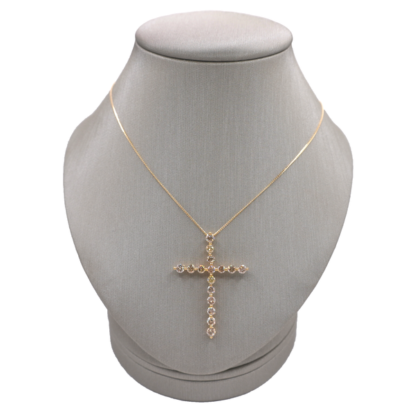 2.3ctw Champagne Diamond Cross Necklace- 14k Yellow Gold Lumina Gem Wilmington, NC