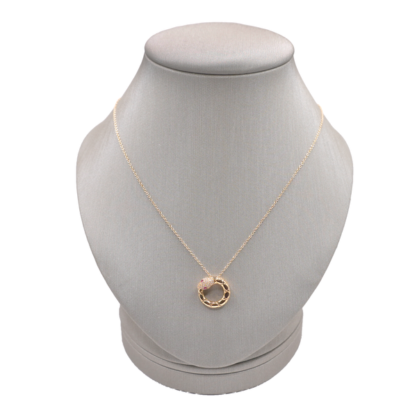 Diamond Snake Necklace with Ruby Eyes- 14k Yellow Gold Lumina Gem Wilmington, NC