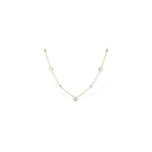 Allison-Kaufman .20ctw Diamond and Clover Station Necklace- 14k Yellow Gold Lumina Gem Wilmington, NC