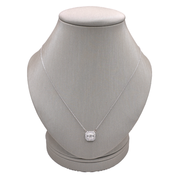 .40ctw Diamond Pendant Necklace with Emerald Cut Center Diamond- 14k White Gold Lumina Gem Wilmington, NC