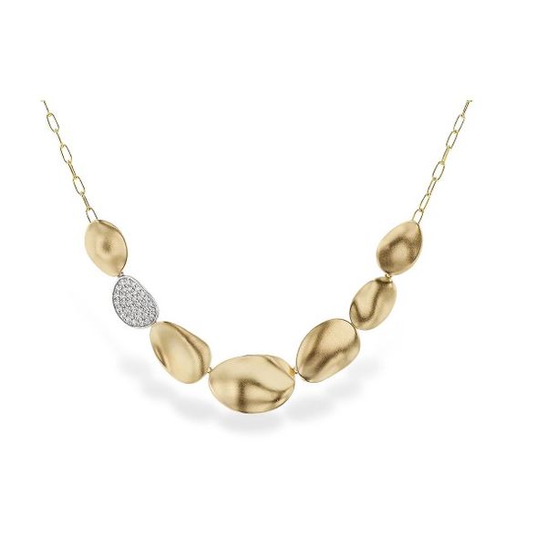 Allison-Kaufman .38ctw Diamond Textured Disk Necklace- 14k Two Tone Gold Lumina Gem Wilmington, NC
