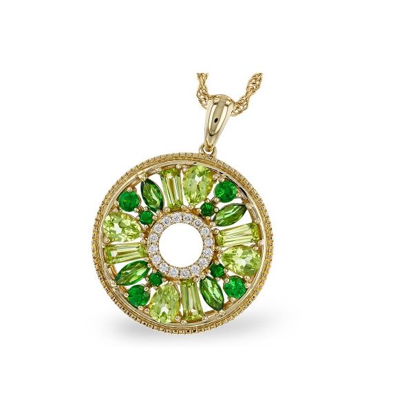 Allison-Kaufman Peridot, Tsavorite Garnet and Diamond Necklace- 14k Yellow Gold Lumina Gem Wilmington, NC