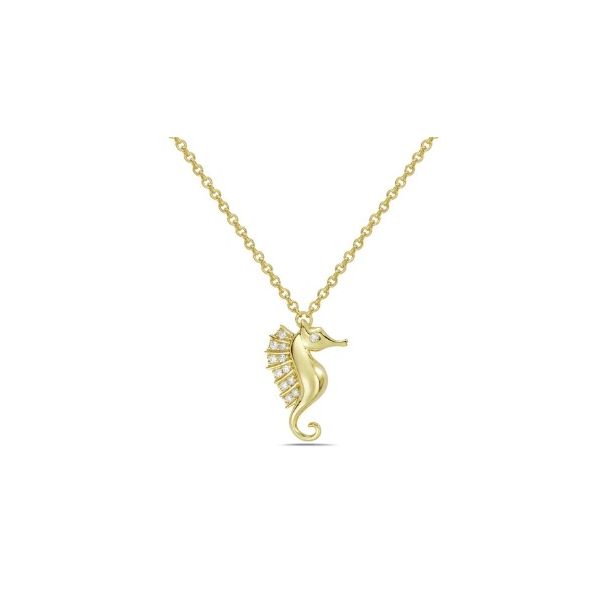 Shula Diamond Seahorse Necklace- 14k Yellow Gold Lumina Gem Wilmington, NC