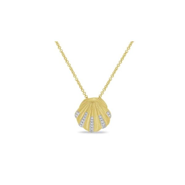 Shula Diamond Shell Necklace- 14k Yellow Gold Lumina Gem Wilmington, NC
