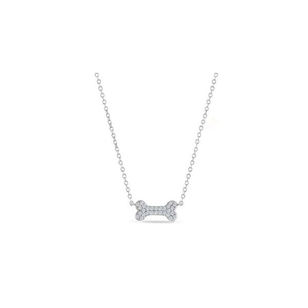 Shula Diamond Dog Bone Necklace- 14k White Gold Lumina Gem Wilmington, NC