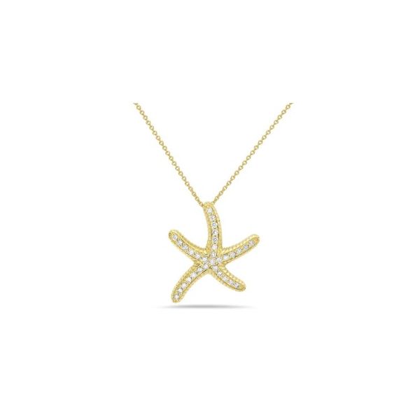 Shula Diamond Starfish Necklace- 14k Yellow Gold Lumina Gem Wilmington, NC