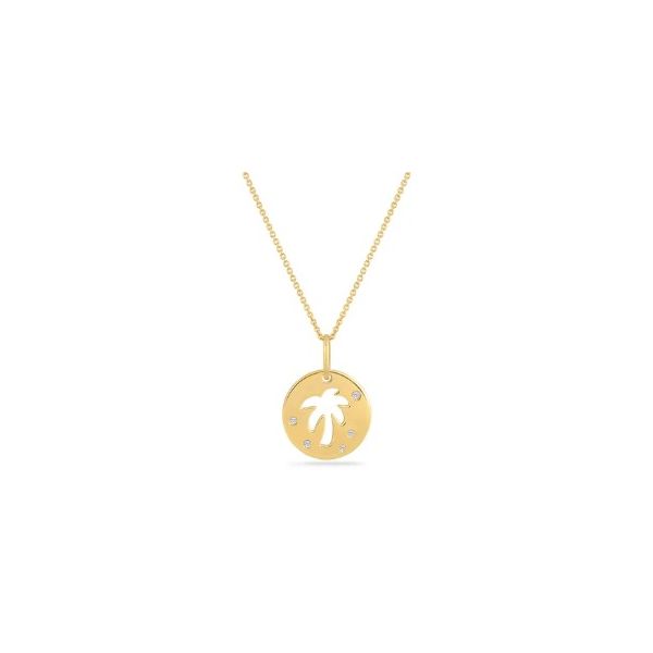 Shula Diamond Palm Tree Necklace- 14k Yellow Gold Lumina Gem Wilmington, NC
