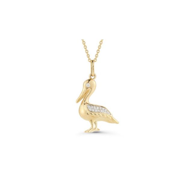 Shula Diamond Pelican Necklace- 14k Yellow Gold Lumina Gem Wilmington, NC