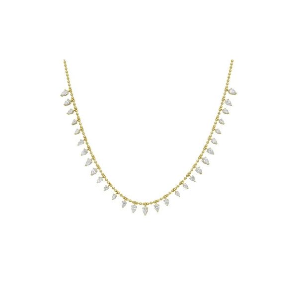 Shula Pear Diamond Dangle Station Necklace- 14k Yellow Gold Lumina Gem Wilmington, NC