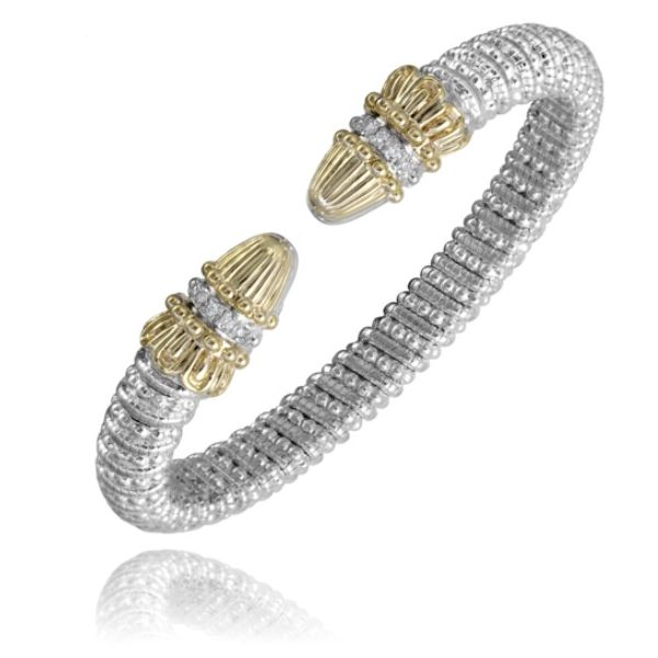 Alwand Vahan 8mm .08ctw Diamond Bracelet in Sterling Silver and Yellow Gold Lumina Gem Wilmington, NC