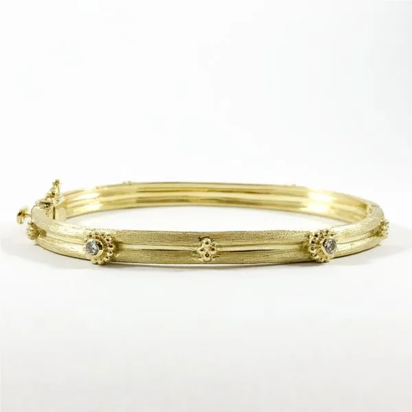 Raymond Mazza Diamond and 14k Green Gold Hinged Bangle Lumina Gem Wilmington, NC