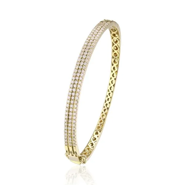 Luvente 1.45ctw Diamond Hinged Bangle - Yellow Gold Lumina Gem Wilmington, NC