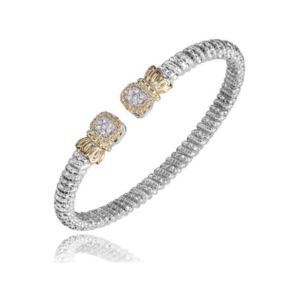 Alwand Vahan 4mm .07ctw Diamond Cuff in Sterling Silver and Yellow Gold Lumina Gem Wilmington, NC