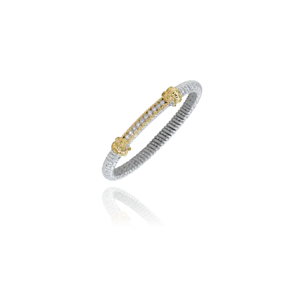 Alwand Vahan 6mm .15ctw Diamond Bangle in Sterling Silver and Yellow Gold Lumina Gem Wilmington, NC