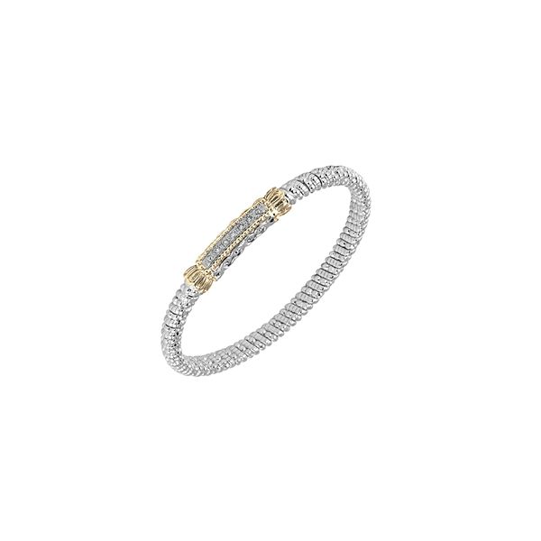 Alwand Vahan 4mm .10ctw Diamond Bangle in Sterling Silver and Yellow Gold Lumina Gem Wilmington, NC