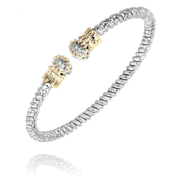 Alwand Vahan 3mm .06ctw Diamond Cuff in Sterling Silver and Yellow Gold Lumina Gem Wilmington, NC