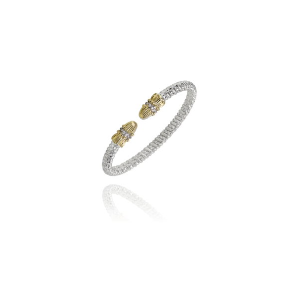 Alwand Vahan 4mm .08ctw Diamond Cuff in Sterling Silver and Yellow Gold Lumina Gem Wilmington, NC