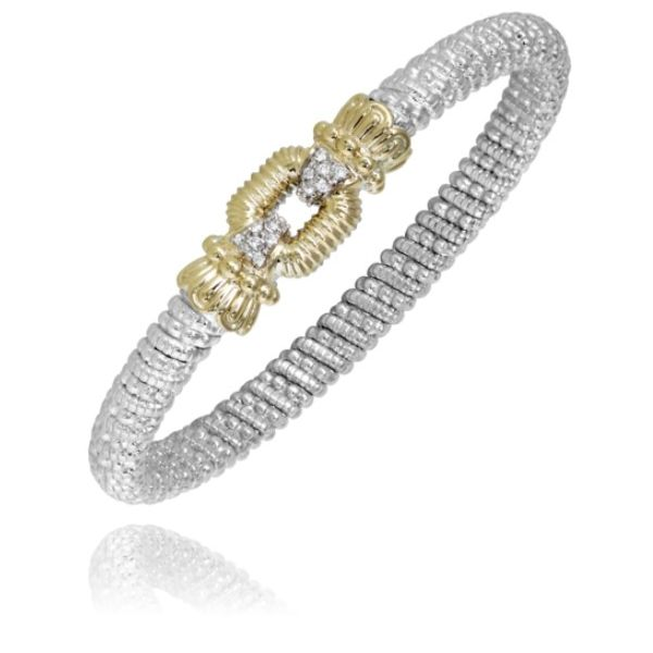 Alwand Vahan 6mm .09ctw Diamond Bangle in Sterling Silver and Yellow Gold Lumina Gem Wilmington, NC