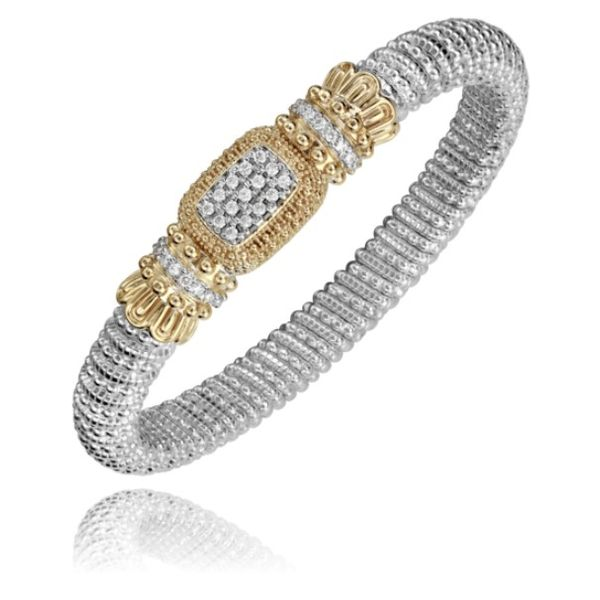 Alwand Vahan 8mm .44ctw Diamond Bangle in Sterling Silver and Yellow Gold Lumina Gem Wilmington, NC