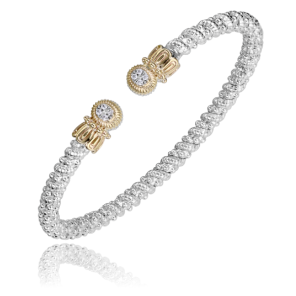 Alwand Vahan 3mm .06ctw Diamond Cuff in Sterling Silver and Yellow Gold Lumina Gem Wilmington, NC