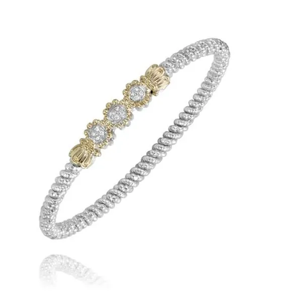 Vahan .06ctw Diamond 3mm Bangle- Sterling Silver and 14k Yellow Gold Lumina Gem Wilmington, NC