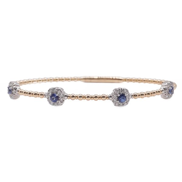 .58ctw Sapphire and .55ctw Diamond Flex Bangle in 14k Two Tone Gold Lumina Gem Wilmington, NC