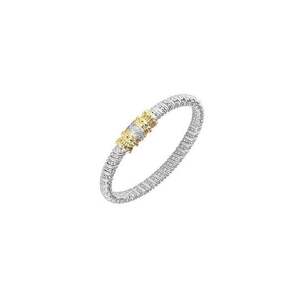 Alwand Vahan 6mm .18ctw Diamond Bangle in Sterling Silver and Yellow Gold Lumina Gem Wilmington, NC