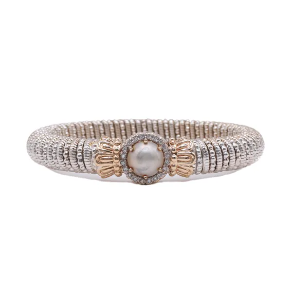 Alwand Vahan 10mm Bangle with Mabe Pearl, Diamond, and 14k Yellow Gold Center Station Lumina Gem Hampstead, NC