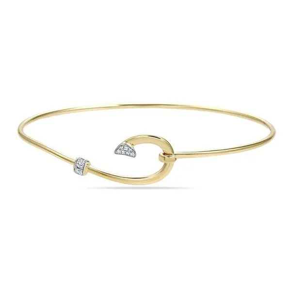 Shula Diamond Fish Hook Bangle- 14k Yellow Gold Lumina Gem Hampstead, NC