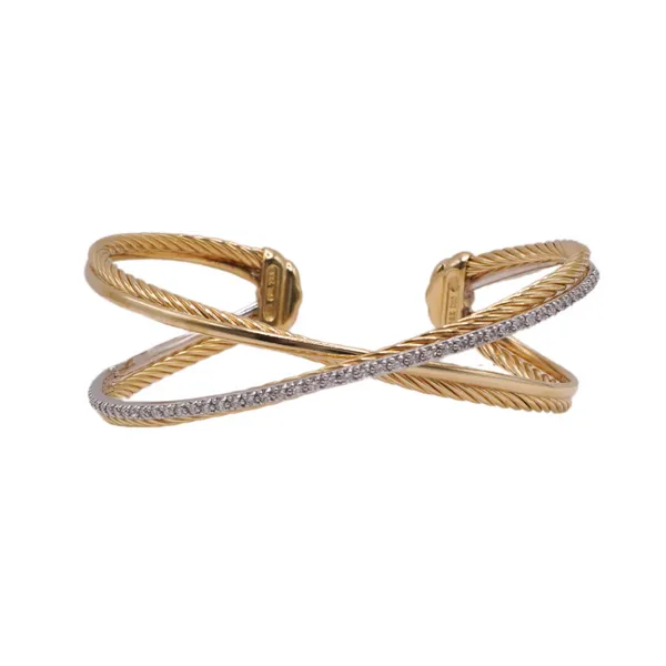 David Yurman 18k Yellow Gold and Diamond Crossover Cuff Lumina Gem Hampstead, NC