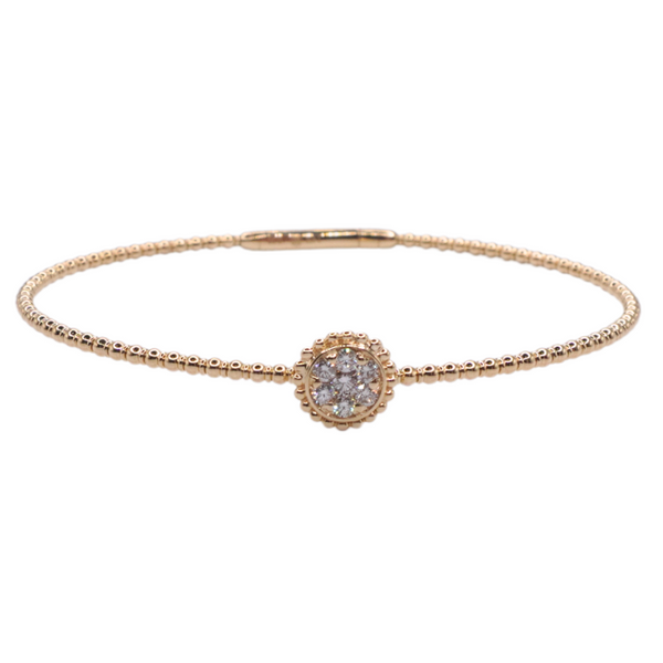 .28ctw Diamond Cluster Station Beaded Flex Bangle- 14k Yellow Gold Lumina Gem Wilmington, NC