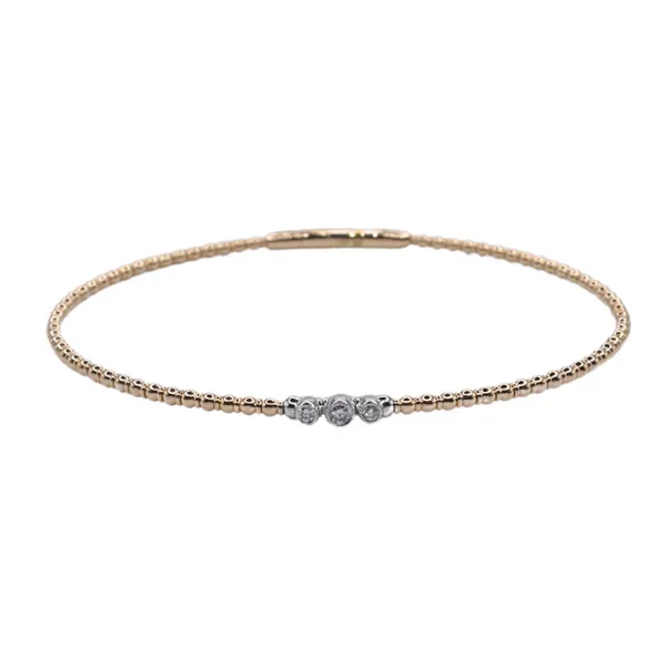 Diamond Bezel Set Station Flex Bangle- 14k Two Tone Gold Lumina Gem Hampstead, NC