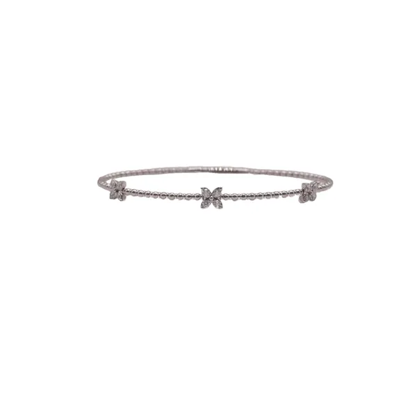 .35ctw Diamond Clover Station Flex Bangle- 14k White Gold Lumina Gem Hampstead, NC