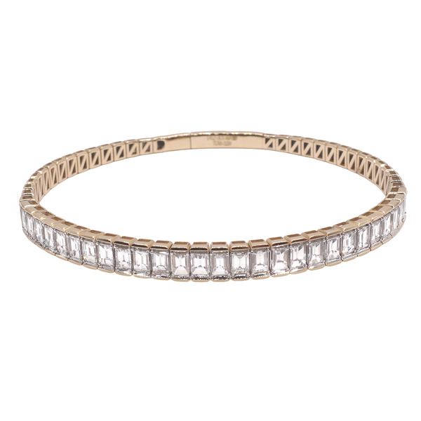 3.59ctw Emerald Cut Diamond Flex Bangle- 14k Yellow Gold Lumina Gem Wilmington, NC
