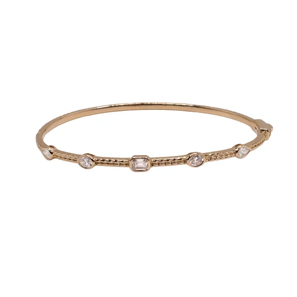 .70ctw Multistone Bezel Set Diamond and Braided Hinged Bracelet- 14k Yellow Gold Image 2 Lumina Gem Hampstead, NC