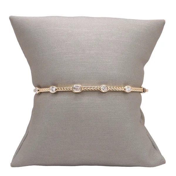 .70ctw Multistone Bezel Set Diamond and Braided Hinged Bracelet- 14k Yellow Gold Lumina Gem Hampstead, NC