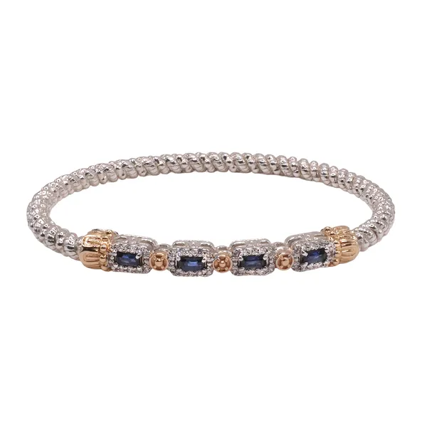 Alwand Vahan Sapphire and Diamond Bangle in Sterling Silver with 14k Yellow Gold Accents Lumina Gem Hampstead, NC