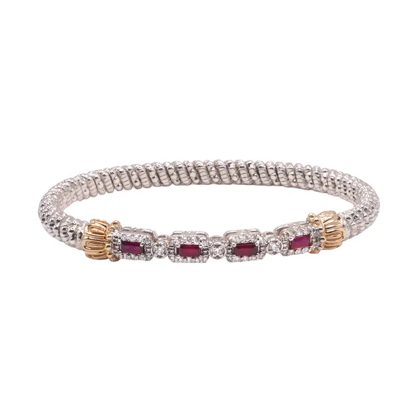 Alwand Vahan Ruby and Diamond Bangle in Sterling Silver wih 14k Yellow Gold Accents Lumina Gem Hampstead, NC