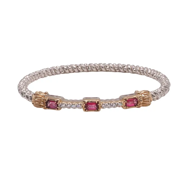 Alwand Vahan Pink Topaz and Diamond Bangle in Sterling Silver with 14k Yellow Gold Accents Lumina Gem Hampstead, NC