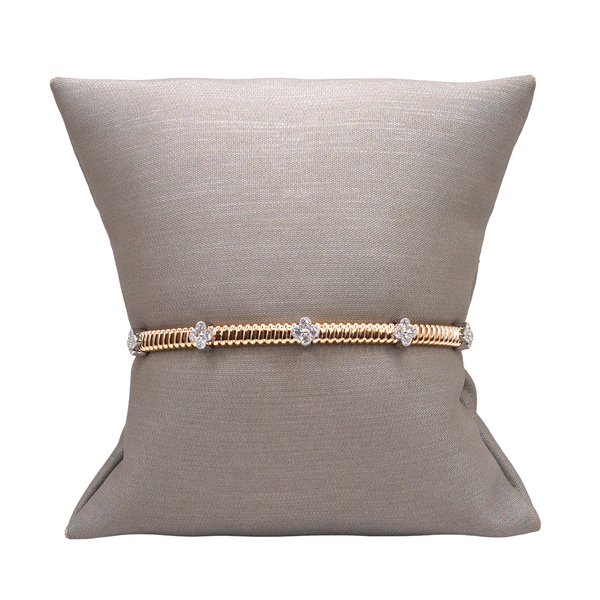 Diamond Clover Station Flex Bangle- 14k Two Tone Gold Lumina Gem Wilmington, NC