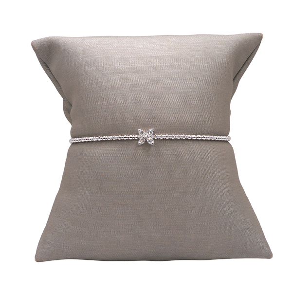 Diamond Flower Station Flex Bangle- 14k White Gold Lumina Gem Wilmington, NC