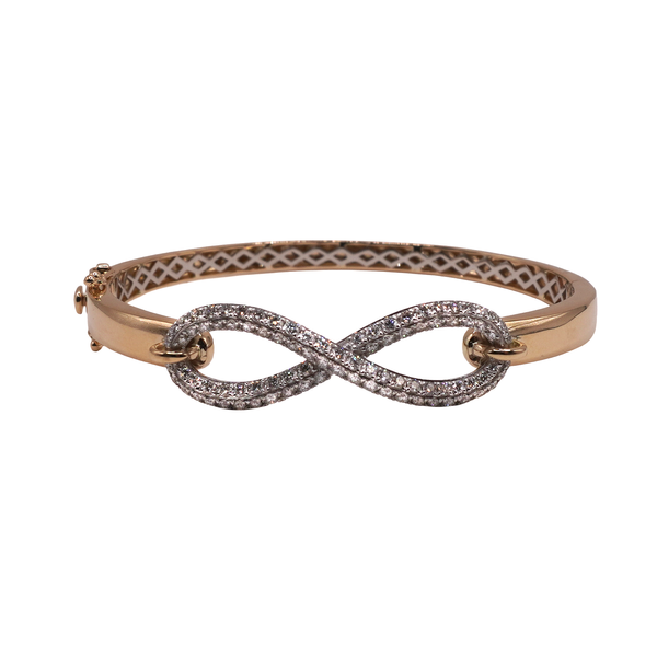 Diamond Infinity Loop Hinged Bangle- 14k Two Tone Gold Lumina Gem Wilmington, NC