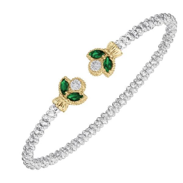 Vahan Diamond and Tsavorite Open Cuff- 2mm Lumina Gem Wilmington, NC