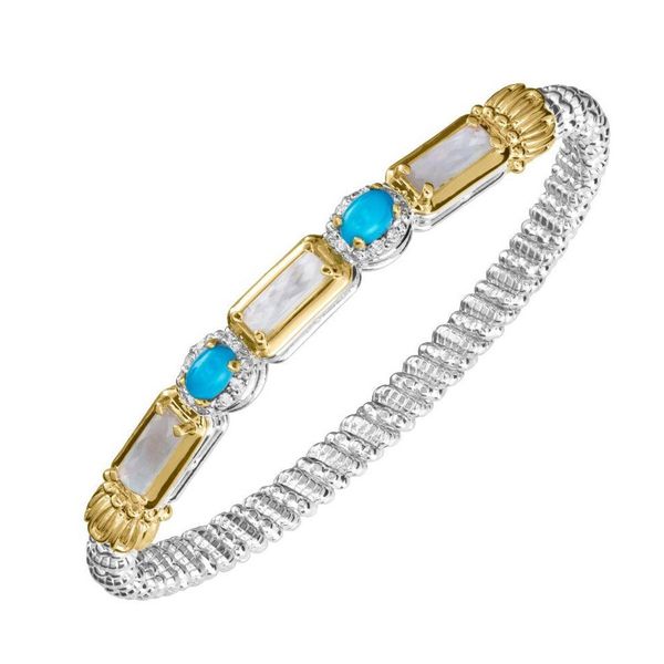 Vahan Mother of Pearl, Turquiose, Diamond Bangle- 4mm Lumina Gem Wilmington, NC
