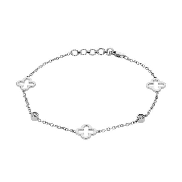 Allison-Kaufman .06ctw Diamond and Clover Station Bracelet- 14k White Gold Lumina Gem Wilmington, NC