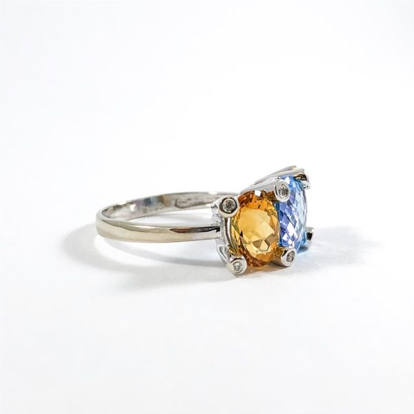 Citrine, Blue Topaz, and Amethyst Three Stone Ring Image 2 Lumina Gem Wilmington, NC