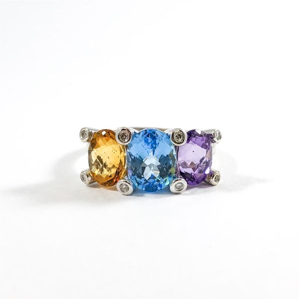 Citrine, Blue Topaz, and Amethyst Three Stone Ring Lumina Gem Wilmington, NC