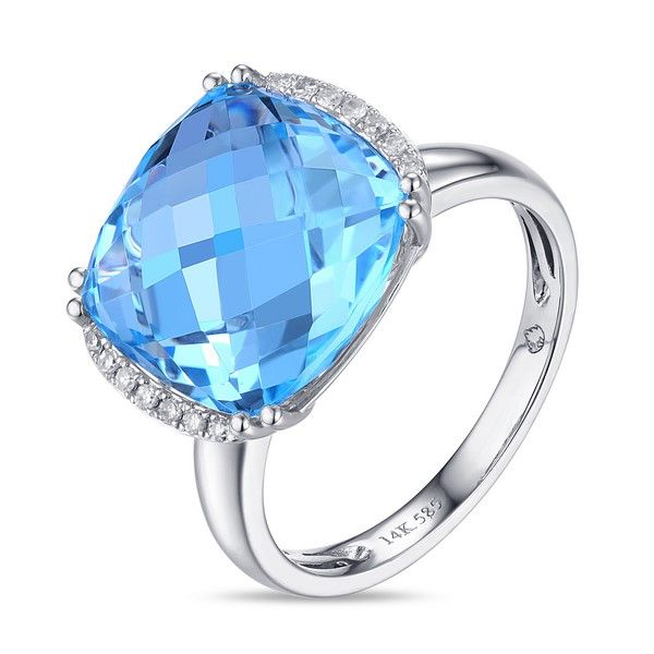 Luvente 9.90ct Blue Topaz and Diamond Ring Lumina Gem Wilmington, NC