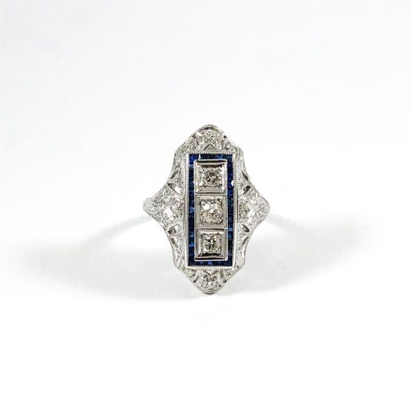 Diamond and Sapphire Deco Ring - White Gold Lumina Gem Wilmington, NC